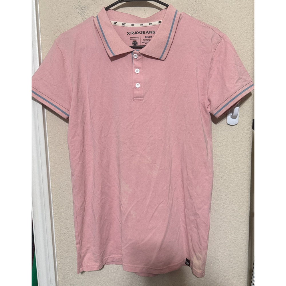 XRAY Jeans Polo Shirt Men's S light pink short sleeve golf